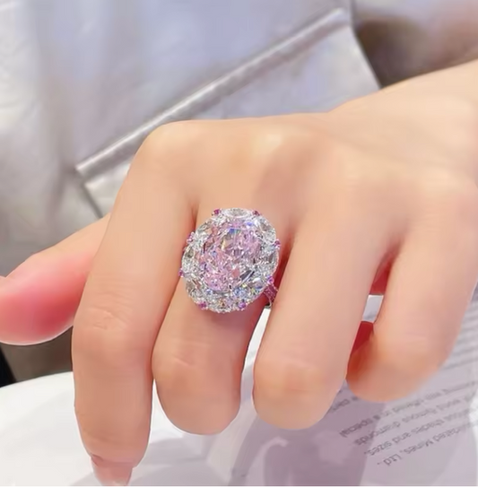 Luxury Pink Zircon Ring for Women – Elegant Statement Jewelry