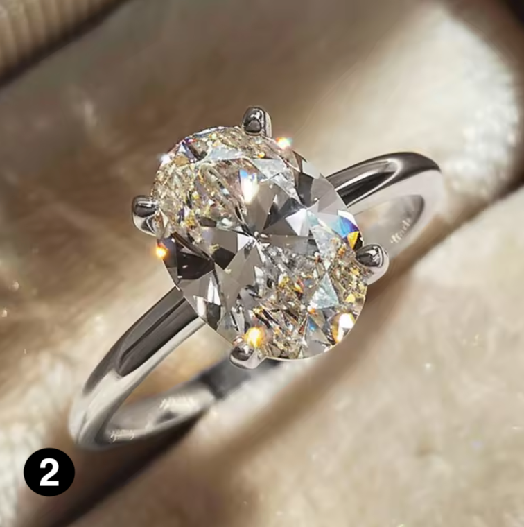 Luxury 925 Sterling Silver Oval CZ Ring for Women