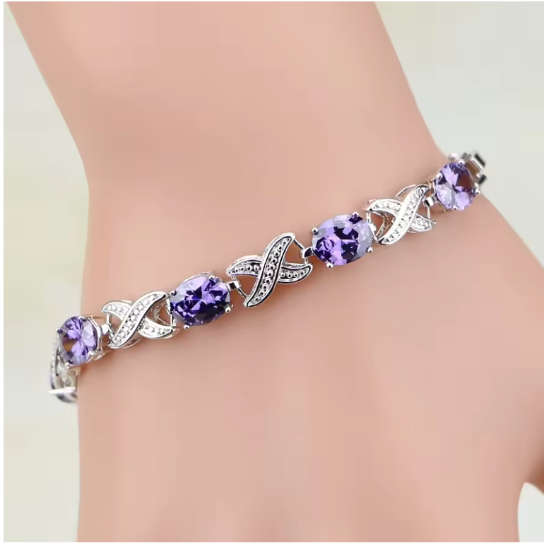 Luxury Purple Zircon Bracelet for Women – Elegant Style