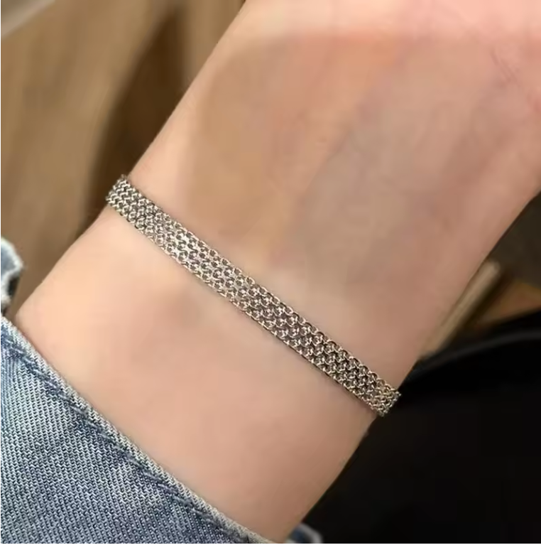 18K Gold Plated Stainless Steel Bracelet – Elegant Mesh Weave, Adjustable Fit, Perfect for Everyday Use