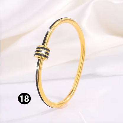 Luxury Stainless Steel Bangle – Gold Plated Bracelet with Crystal Accents for Women | Elegant Stacking Bangles