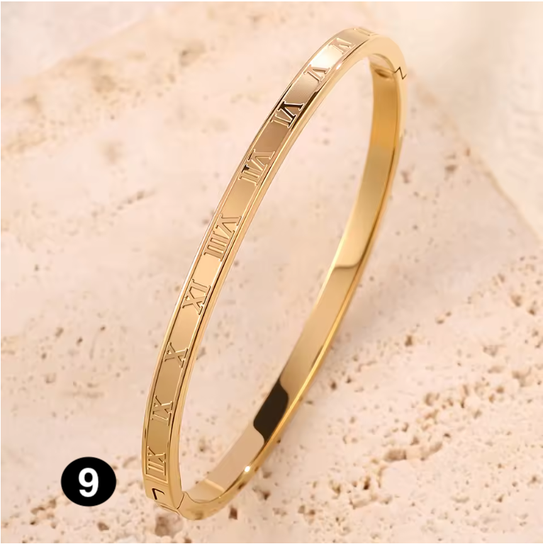 Luxury Stainless Steel Bangle – Gold Plated Bracelet with Crystal Accents for Women | Elegant Stacking Bangles