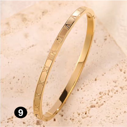 Luxury Stainless Steel Bangle – Gold Plated Bracelet with Crystal Accents for Women | Elegant Stacking Bangles