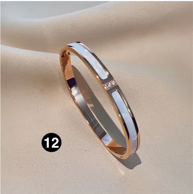 Luxury Stainless Steel Bangle – Gold Plated Bracelet with Crystal Accents for Women | Elegant Stacking Bangles