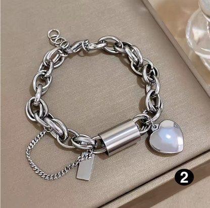 Chunky Gold Plated Stainless Steel Charm Bracelet