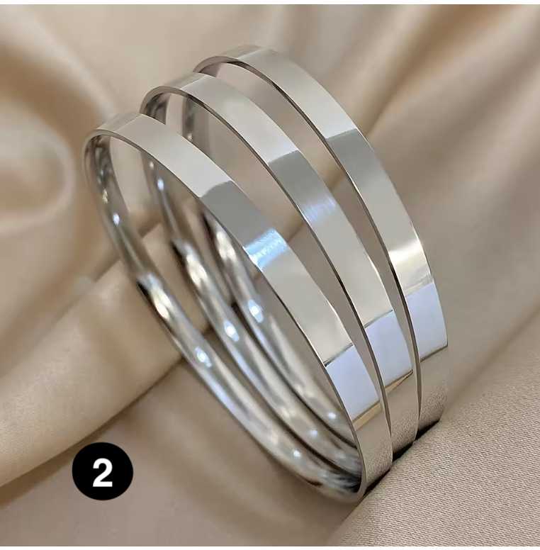 3PCS Gold Plated Stainless Steel Bangle Bracelet Set