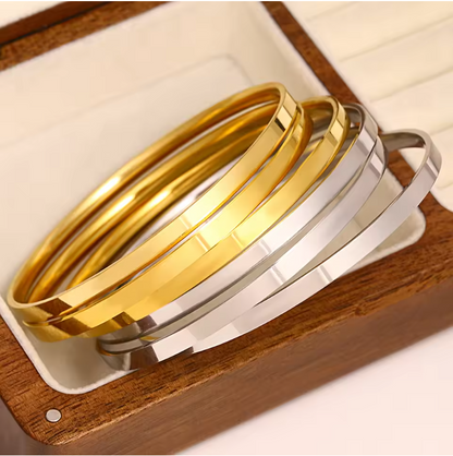 3PCS Gold Plated Stainless Steel Bangle Bracelet Set