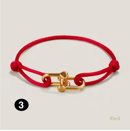 Adjustable Silk Rope Bracelet with Gold Charm