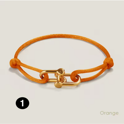 Adjustable Silk Rope Bracelet with Gold Charm