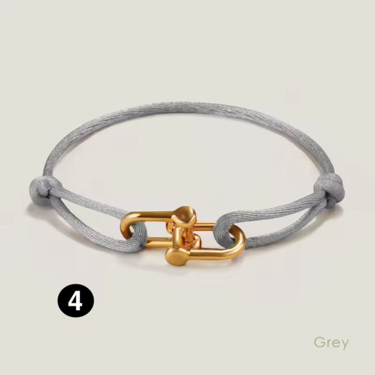 Adjustable Silk Rope Bracelet with Gold Charm