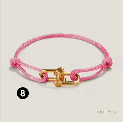 Adjustable Silk Rope Bracelet with Gold Charm