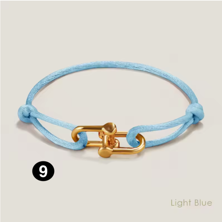 Adjustable Silk Rope Bracelet with Gold Charm