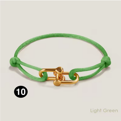 Adjustable Silk Rope Bracelet with Gold Charm