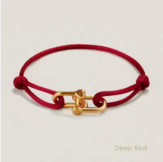 Adjustable Silk Rope Bracelet with Gold Charm
