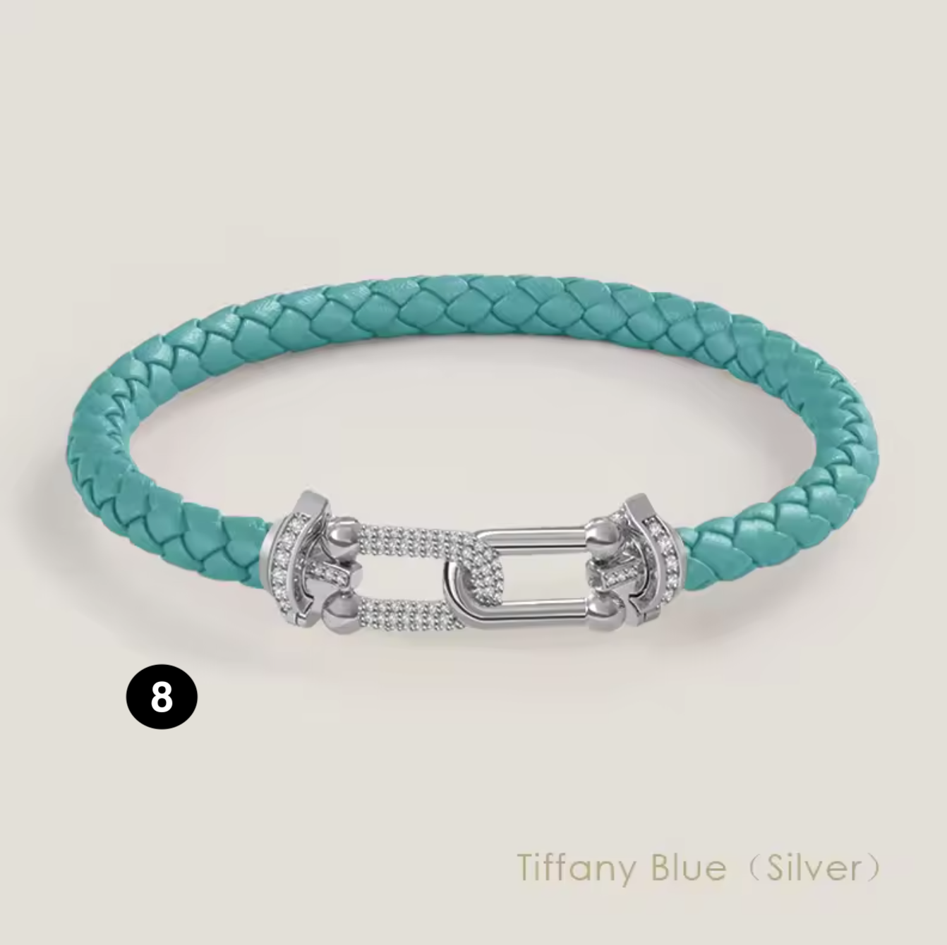 Braided Leather Bracelet with Zircon Gold Clasp