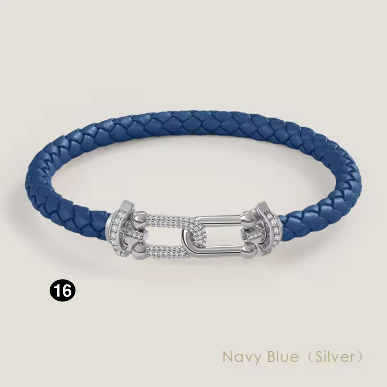 Braided Leather Bracelet with Zircon Gold Clasp