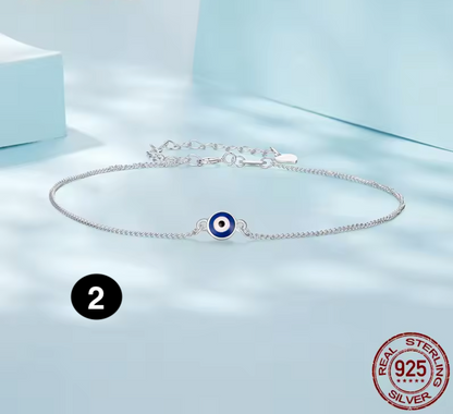 925 Sterling Silver Evil Eye Anklet for Women