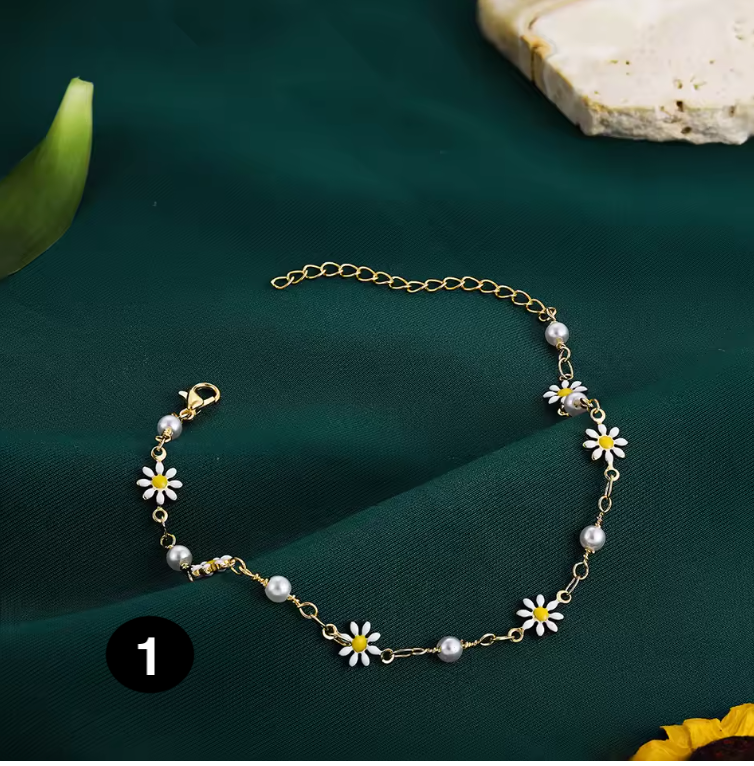 Pearl Daisy Chain Anklet for Women