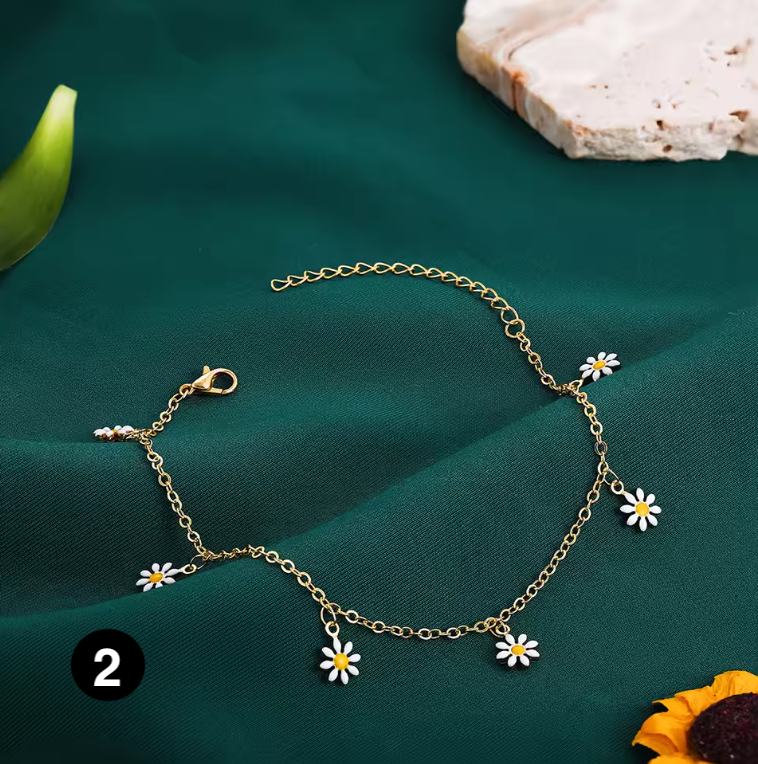 Pearl Daisy Chain Anklet for Women