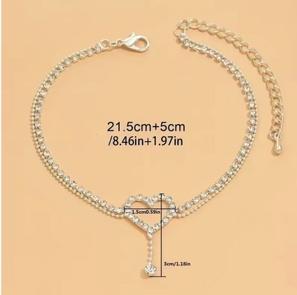 Luxury Zircon Heart Anklet – Elegant & Stylish Look