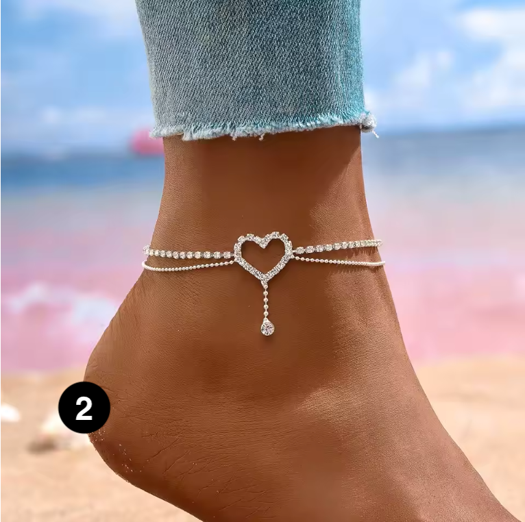 Luxury Zircon Heart Anklet – Elegant & Stylish Look