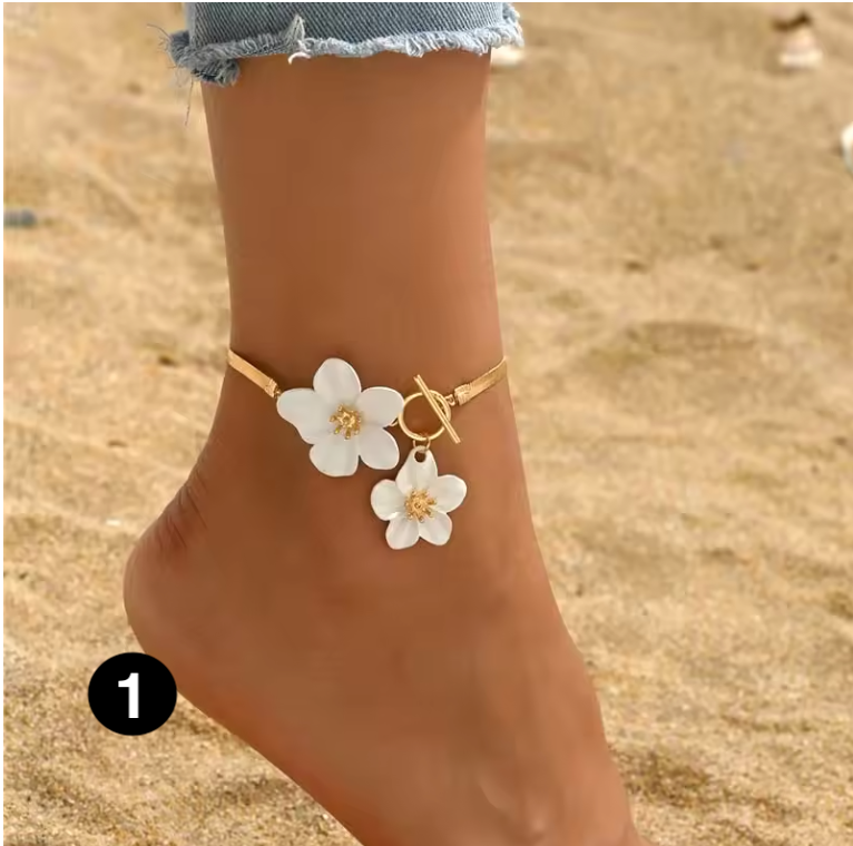 Gold Flower Anklet for Women