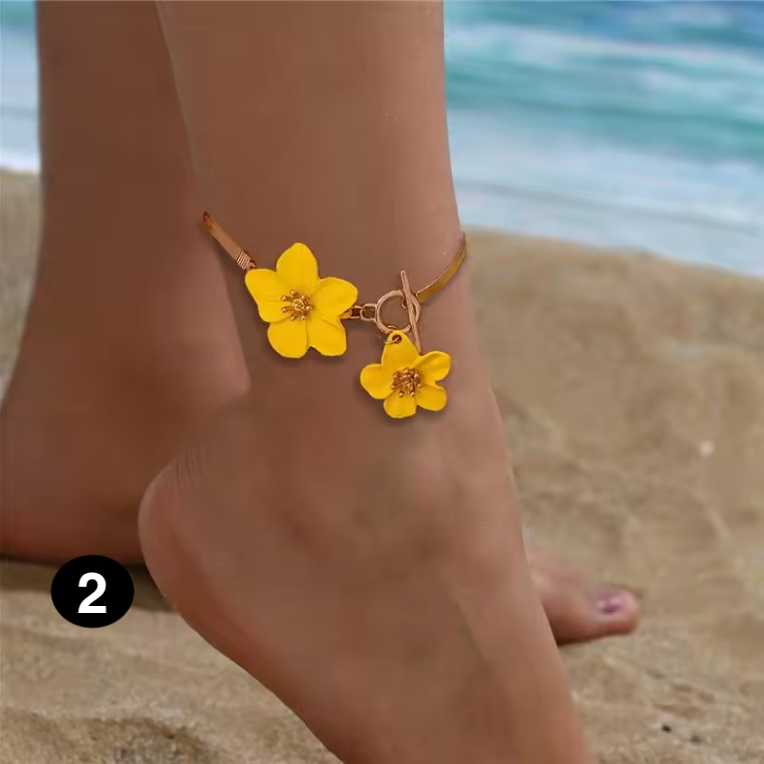 Gold Flower Anklet for Women