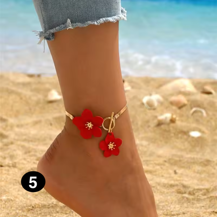 Gold Flower Anklet for Women