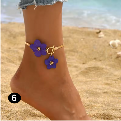 Gold Flower Anklet for Women