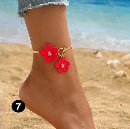 Gold Flower Anklet for Women