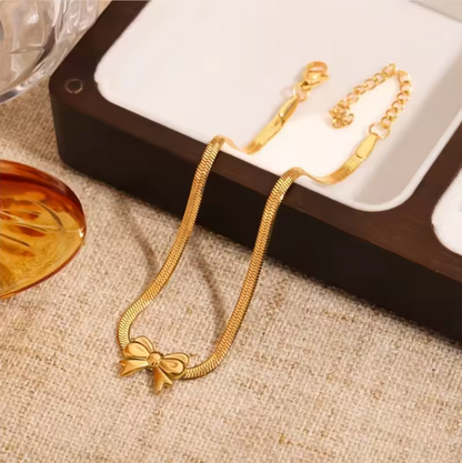 Dainty Gold Bow Anklet – Stainless Steel Women's Foot Chain