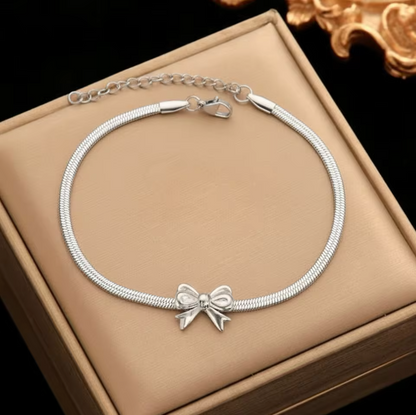Dainty Gold Bow Anklet – Stainless Steel Women's Foot Chain