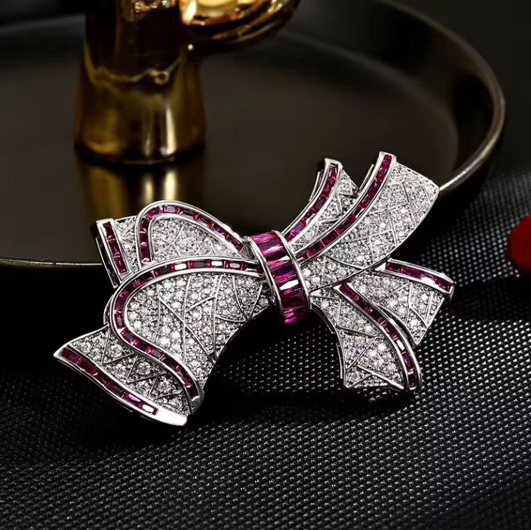 Crystal Bow Brooch for Women – Luxury Rhinestone Pin