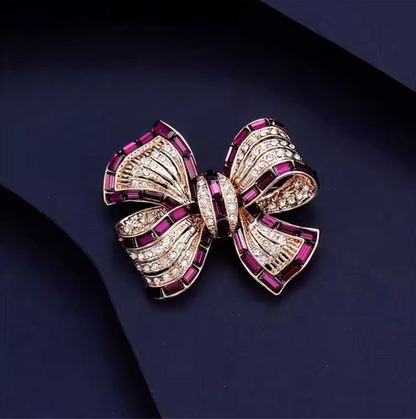 Luxury Crystal Bow Brooch – Elegant Ribbon Pin for Women
