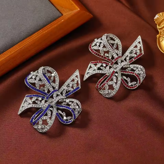 Elegant Crystal Ribbon Brooch Women's Pin