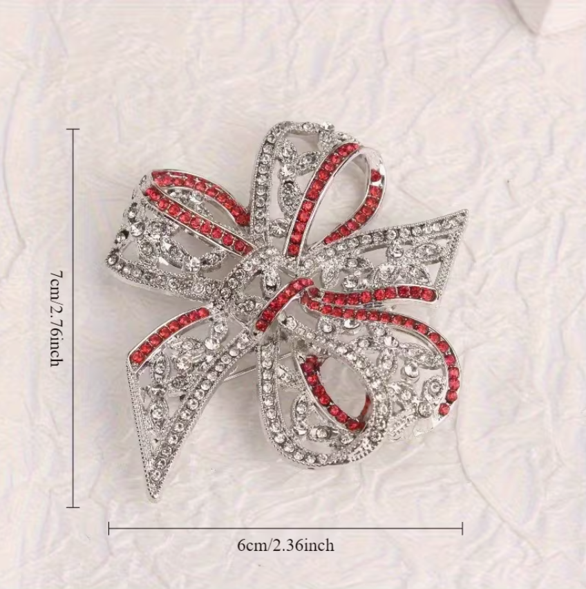 Elegant Crystal Ribbon Brooch Women's Pin