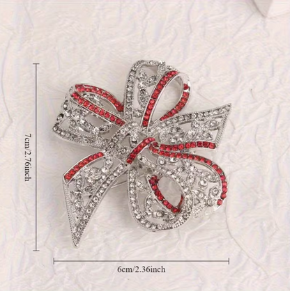 Elegant Crystal Ribbon Brooch Women's Pin