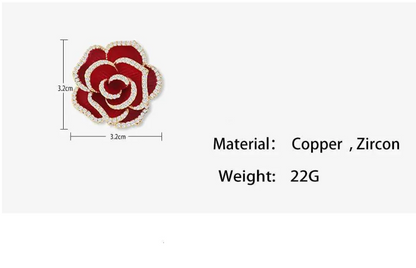Luxury Rose Flower Brooch – Crystal Pin for Women