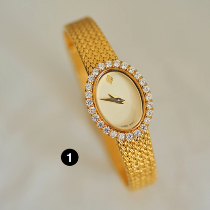 Elegant Women's Watch with Crystal Bezel – Quartz Dress Watch