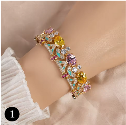 Luxury Gold Bracelet with Colorful Crystals