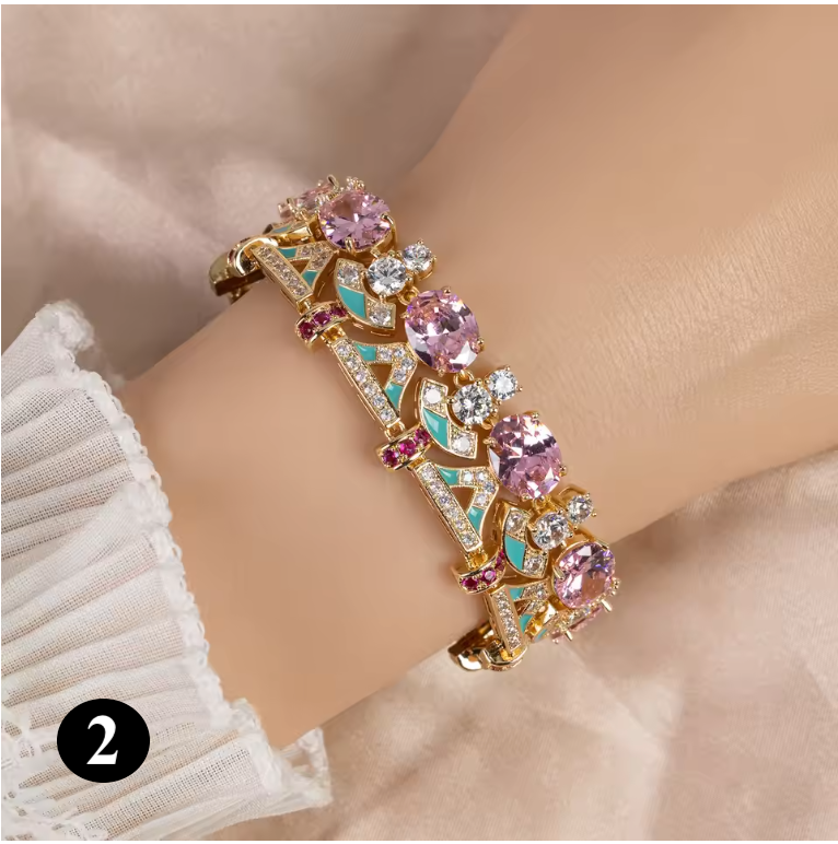 Luxury Gold Bracelet with Colorful Crystals