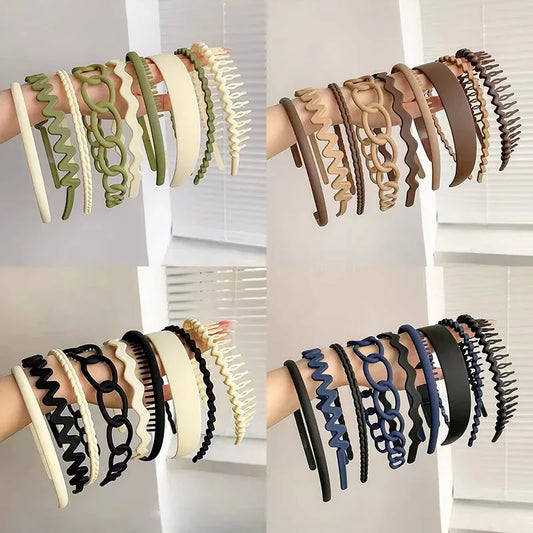 Multi-Style Resin Headbands Set – Stylish Hair Accessory for Women | Lightweight Matte Hair Bands