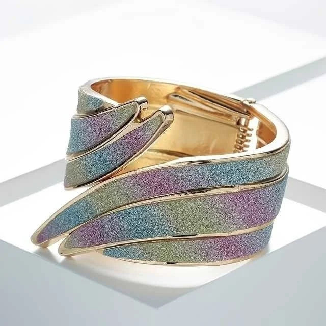 Wide Glitter Cuff Bracelet – Bold & Elegant Statement