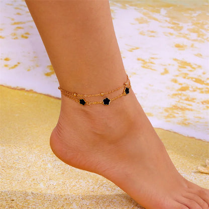 Double Layer Flower Anklet for Women