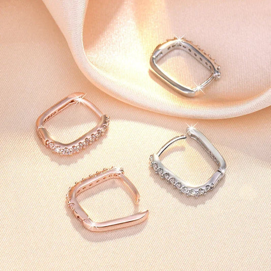925 Silver Hoop Earrings with sparkling zircon – elegant