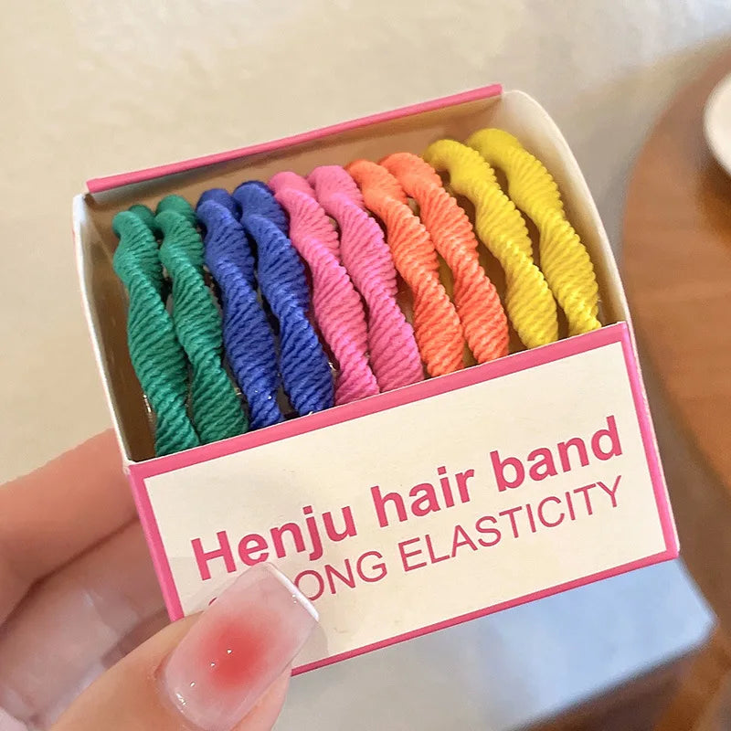 Colorful High-Elastic Hair Tie Set – Soft Nylon & Rubber Hair Bands | Cute Hair Accessories for Women & Girls