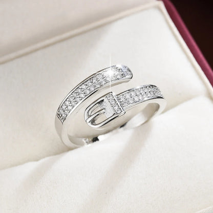 CZ Buckle Adjustable Statement Ring for Women