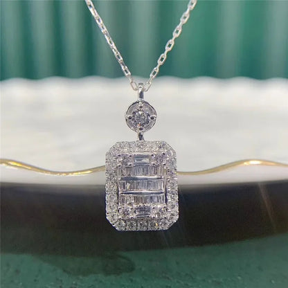 Elegant Cubic Zirconia Pendant Necklace - 925 sterling Silver Chain With Luxury Multi - Color Gemstones for Women