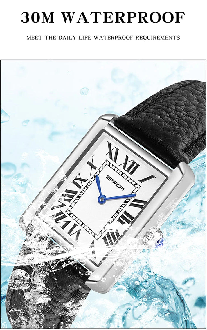 Luxury Square Watch – Waterproof Leather Strap Classic Design