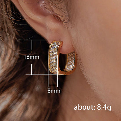 Fashion Paved CZ Hoop Earrings Metal Silver Color/Gold Color Simple